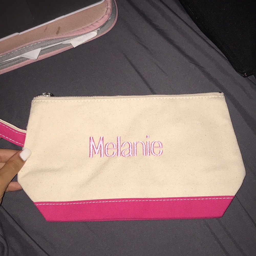 Beige and pink Melanie personalized bag